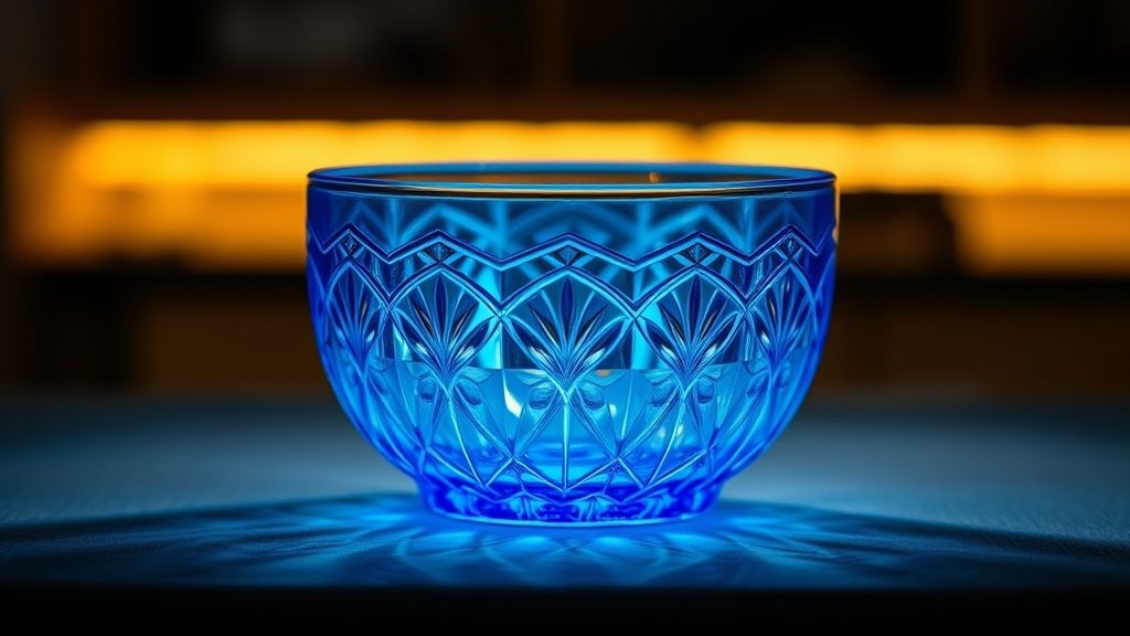 cut blue glass and sandblast